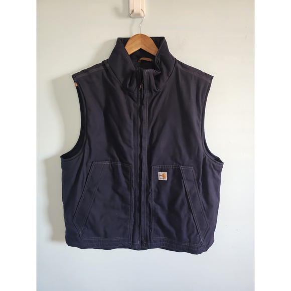 Carhartt Fire Resistant Quilt Lined Duck Workwear Vest - Navy XL